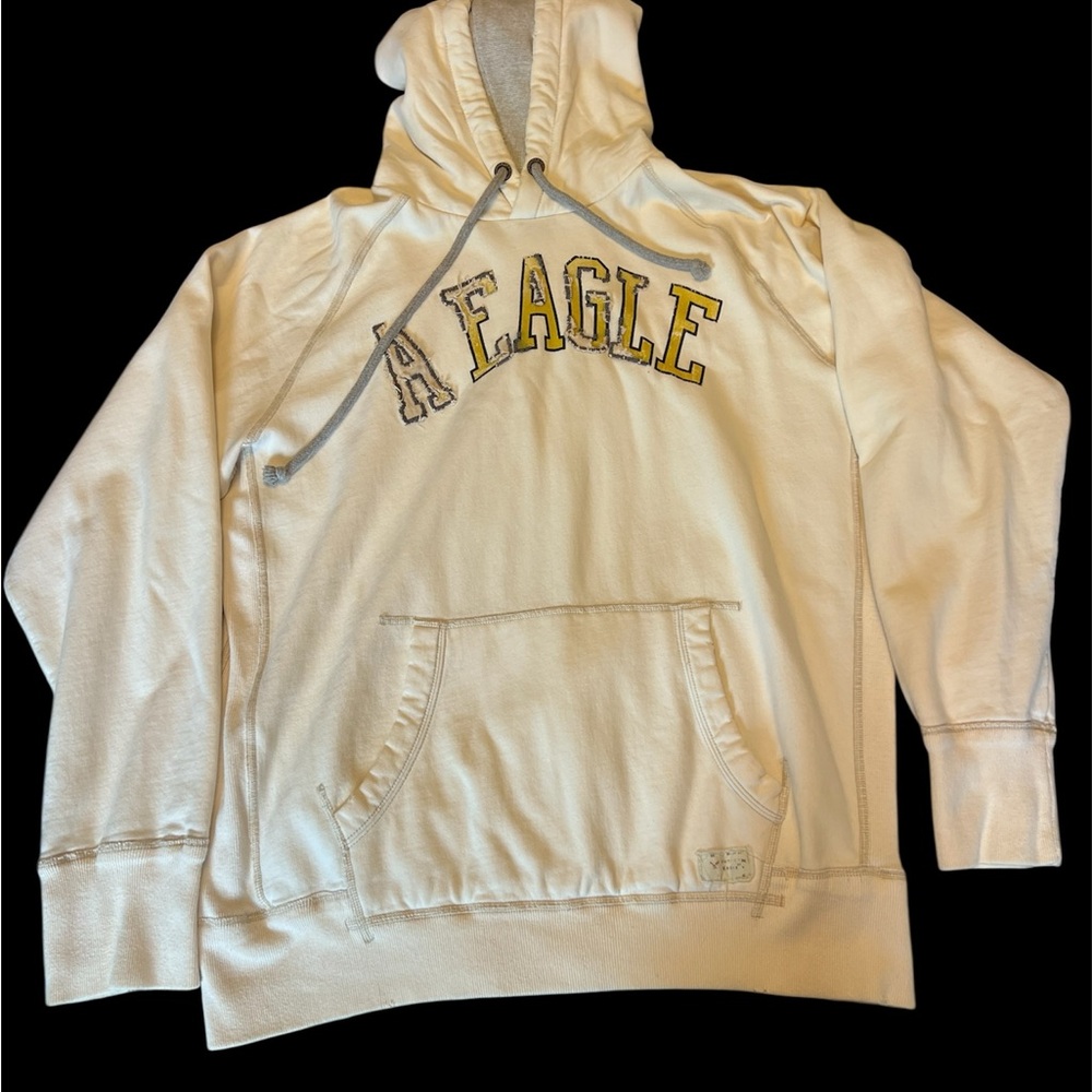American Eagle Outfitters Cream and Gray Hoodie